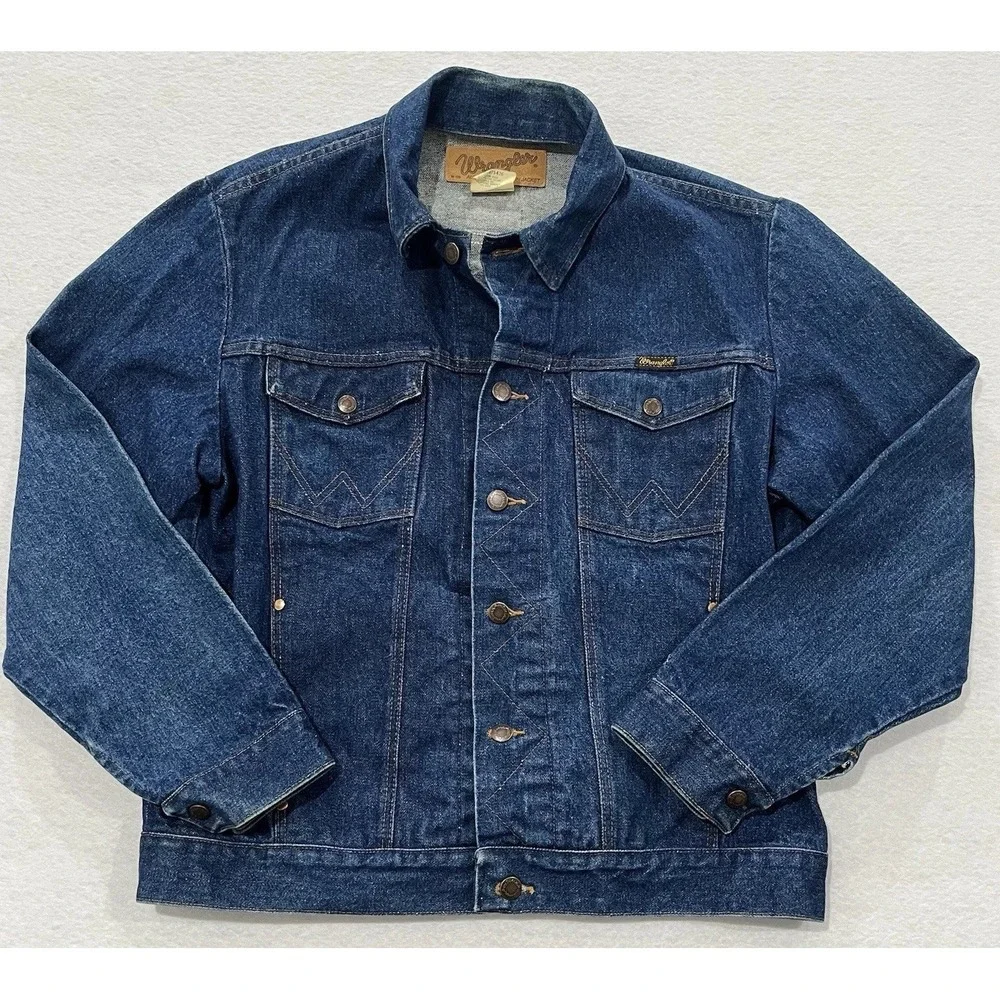 Vintage Wrangler Denim Western Trucker Jacket Coat Size 42 80s 90s M159 74140NV